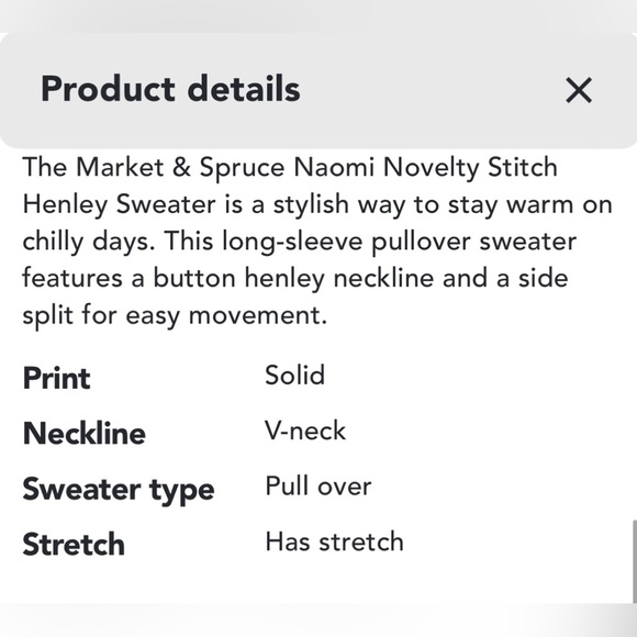 MARKET & SPRUCE Nailah Button Henley Green, Pullover, Size XL - Picture 4 of 8